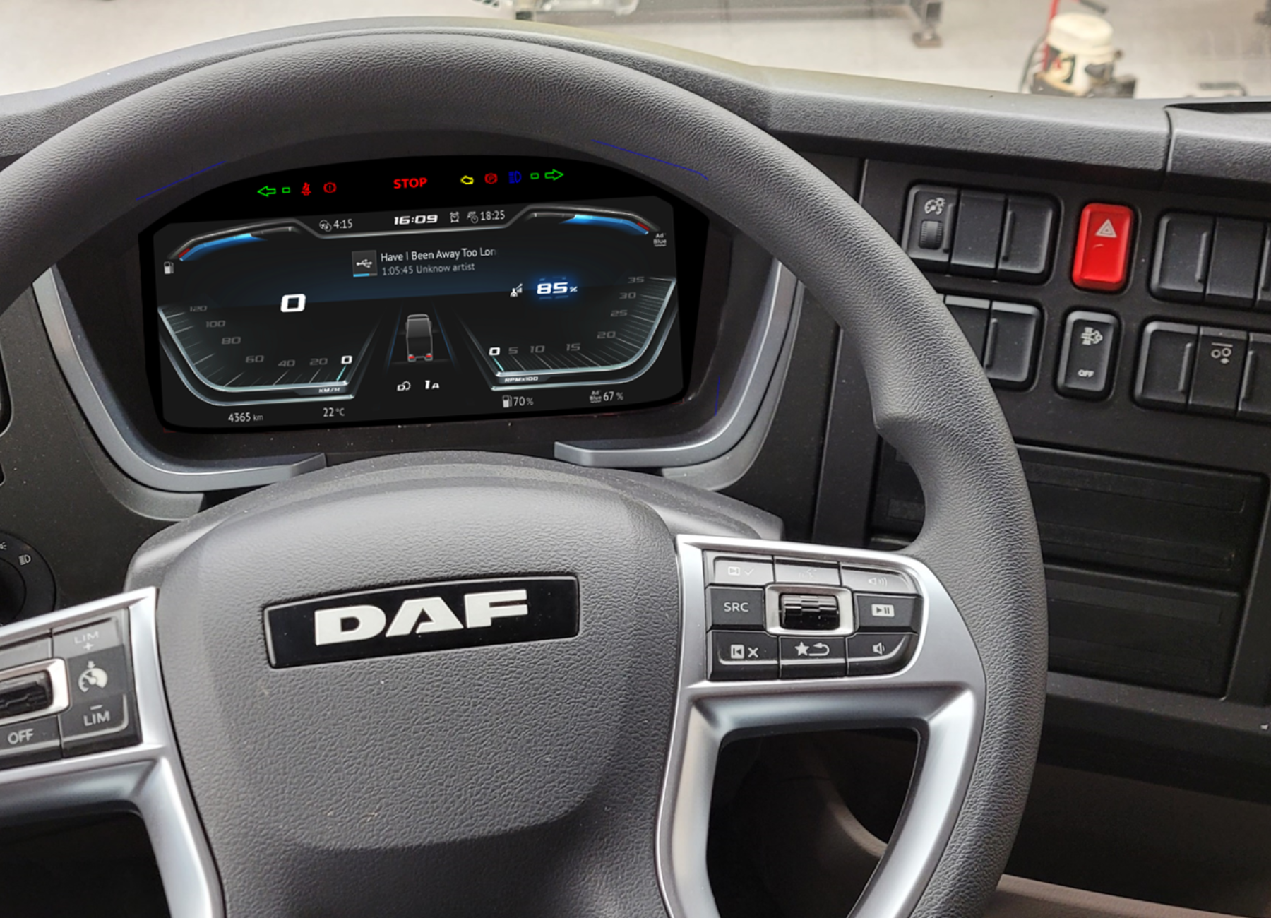 Camión DAF XB en entorno interior